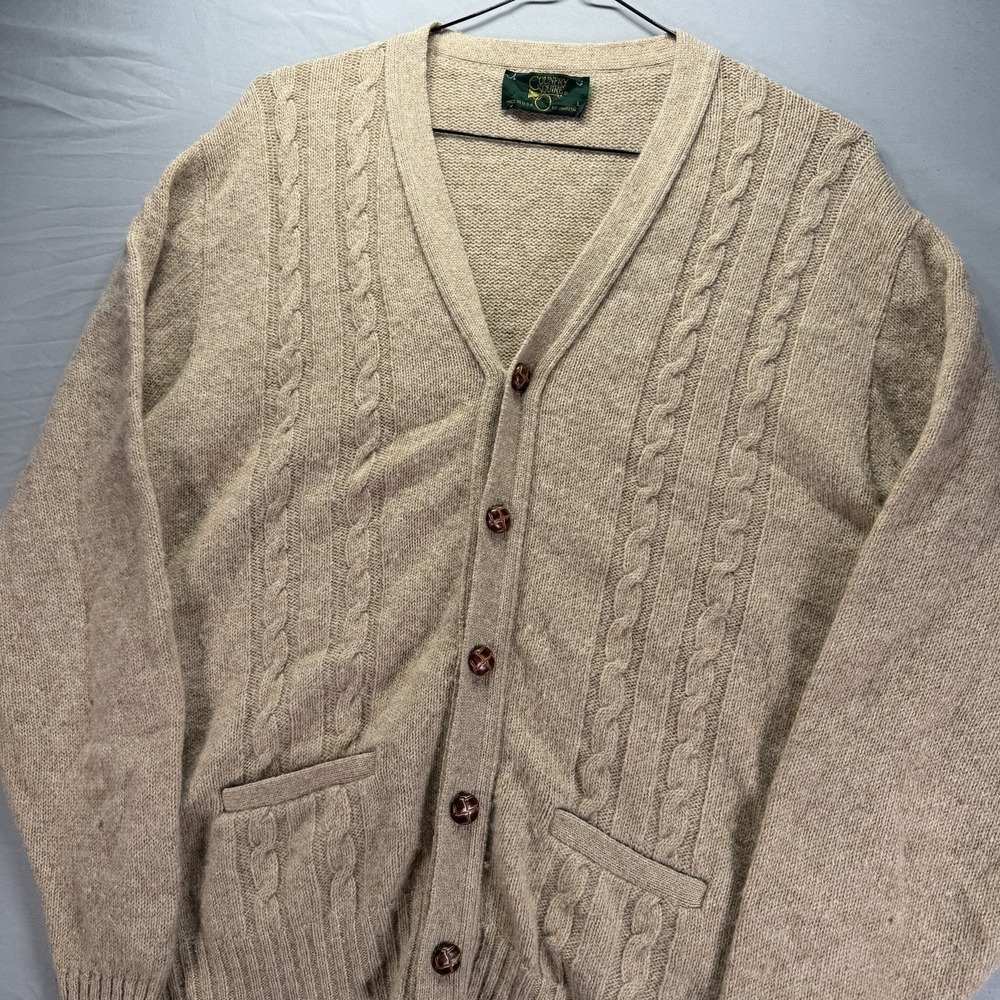 Vintage Grandpa Cardigan Sweater Mens Large Brown Knit Country Squire Jantzen